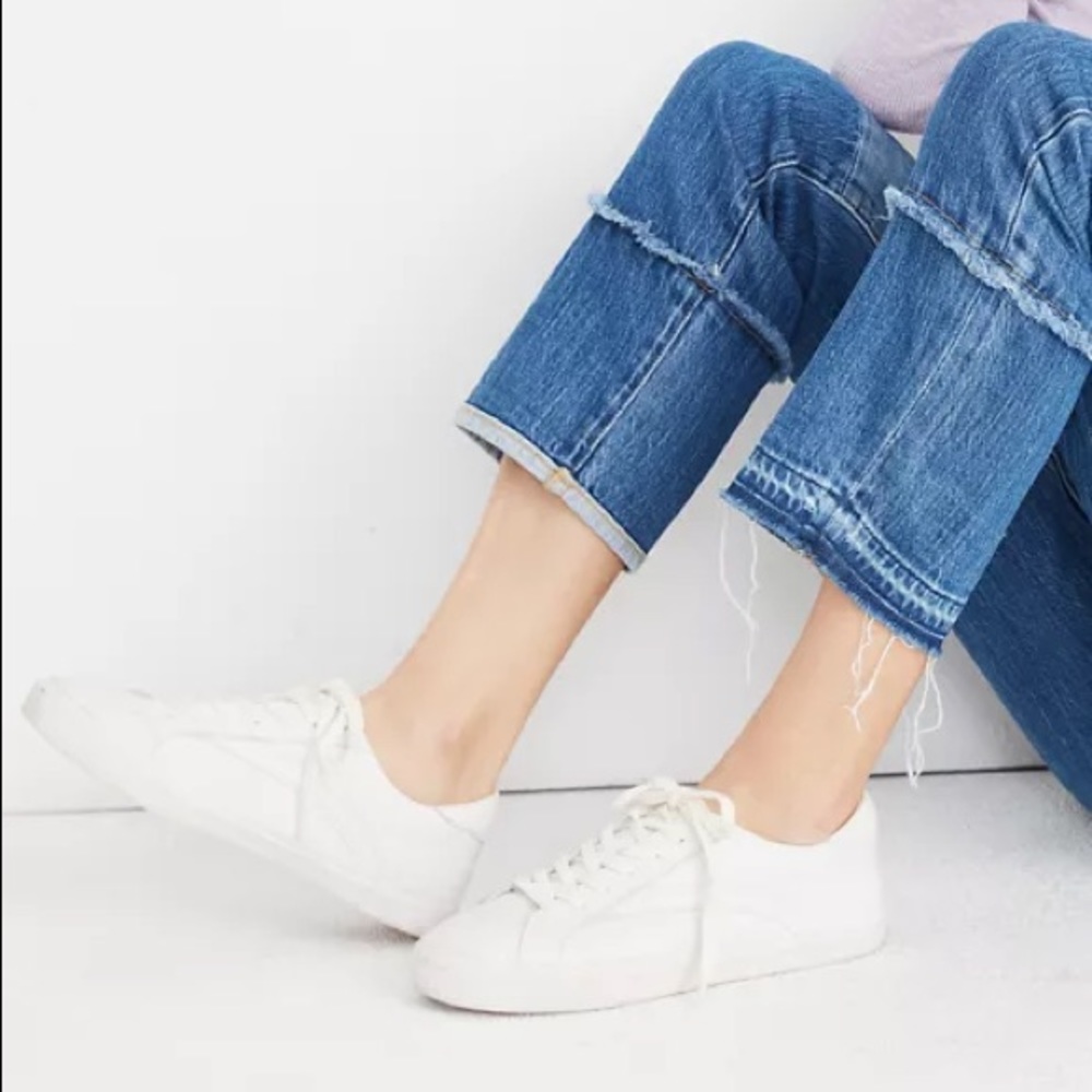 Madewell Sidewalk White Low Top Leather Sneaker